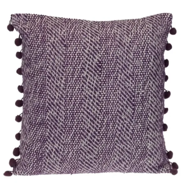 Pillows-Kirkland's Home Woven Pom Pom Pillow Purple