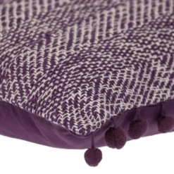 Pillows-Kirkland's Home Woven Pom Pom Pillow Purple