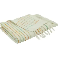 Blankets & Throws-Kirkland's Home Woven Rainbow Stripe Tassel Throw Multi/White