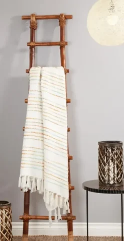 Blankets & Throws-Kirkland's Home Woven Rainbow Stripe Tassel Throw Multi/White