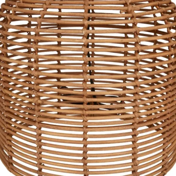 Table Lamps-Kirkland's Home Woven Rattan Base Ivory Shade Table Lamp Brown