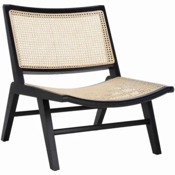 Accent Chairs-Kirkland's Home Woven Rattan Low-Slung Accent Chair Black