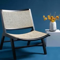 Accent Chairs-Kirkland's Home Woven Rattan Low-Slung Accent Chair Black