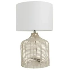 Table Lamps-Kirkland's Home Woven Rattan Table Lamp Ivory