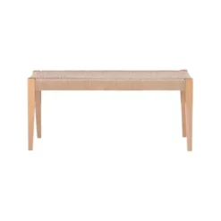 Dining Chairs-Kirkland's Home Woven Rope Wood Dining Bench Tan