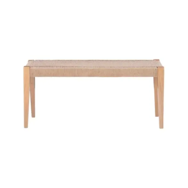 Dining Chairs-Kirkland's Home Woven Rope Wood Dining Bench Tan