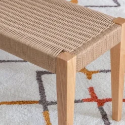 Dining Chairs-Kirkland's Home Woven Rope Wood Dining Bench Tan