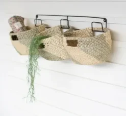 Wall Storage-Kirkland's Home Woven Seagrass Baskets On Metal Frame