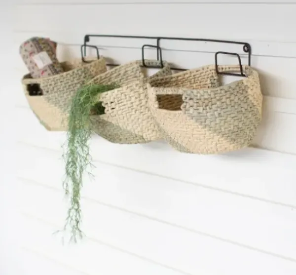 Wall Storage-Kirkland's Home Woven Seagrass Baskets On Metal Frame