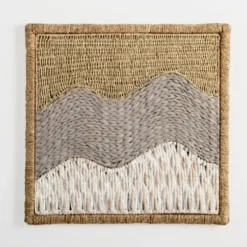 Wall Plaques-Kirkland's Home Woven Seagrass Waves Wall Plaque Tan/White/Gray