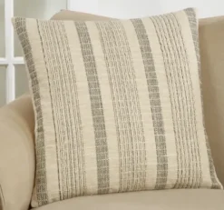 Pillows-Kirkland's Home Woven Stripe Throw Pillow Tan