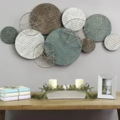 Wall Plaques-Kirkland's Home Woven Textured Metal Plates Wall Sculpture Multi