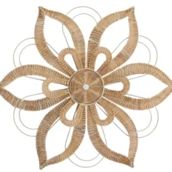 Wall Plaques-Kirkland's Home Woven Wicker And Wire Flower Wall Plaque Tan