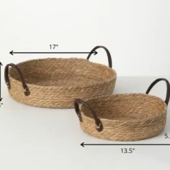 Baskets & Boxes-Kirkland's Home Woven Wicker Baskets With Handles, Set Of 2 Brown