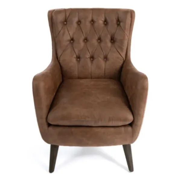 Accent Chairs-Kirkland's Home Wyatt Chester Faux Leather Accent Chair Brown