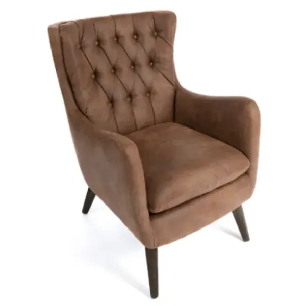 Accent Chairs-Kirkland's Home Wyatt Chester Faux Leather Accent Chair Brown