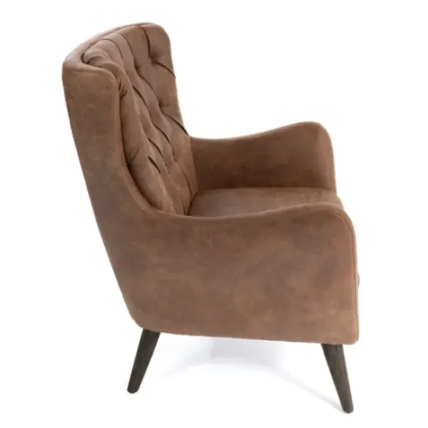 Accent Chairs-Kirkland's Home Wyatt Chester Faux Leather Accent Chair Brown