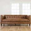 Sofas & Loveseats-Kirkland's Home Wyatt Chester Faux Leather Formal Sofa Brown
