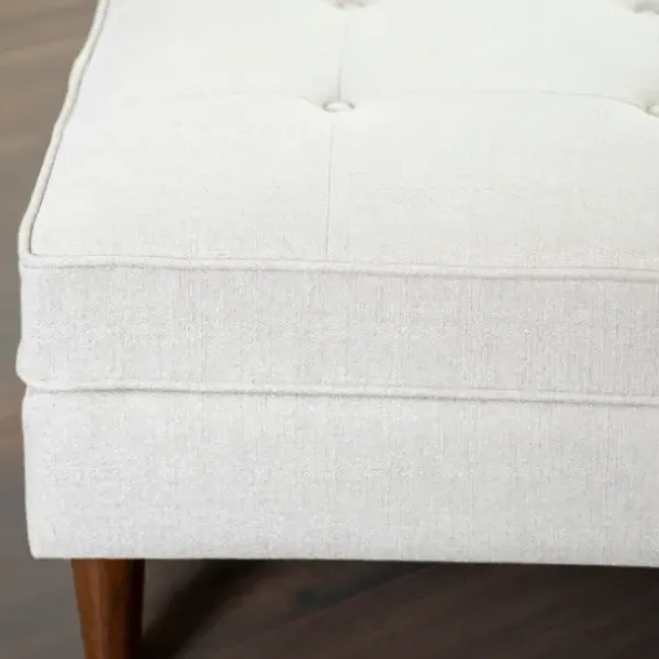Benches & Ottomans-Kirkland's Home Wyatt Ecru Woven Ottoman Ivory