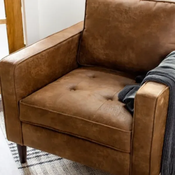 Accent Chairs-Kirkland's Home Wyatt Faux Leather Armchair Brown