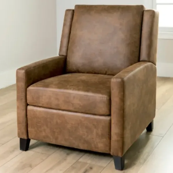 Accent Chairs-Kirkland's Home Wyatt Faux Leather Recliner Brown