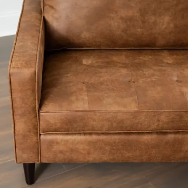 Sofas & Loveseats-Kirkland's Home Wyatt Faux Leather Sofa Brown