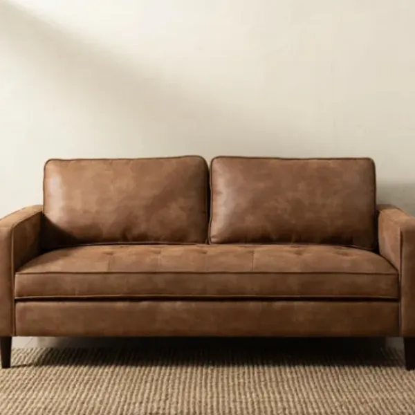Sofas & Loveseats-Kirkland's Home Wyatt Faux Leather Sofa Brown