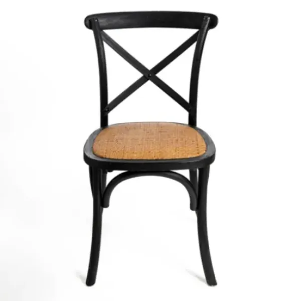 Dining Chairs-Kirkland's Home X Frame Cane Seat Dining Chair Black