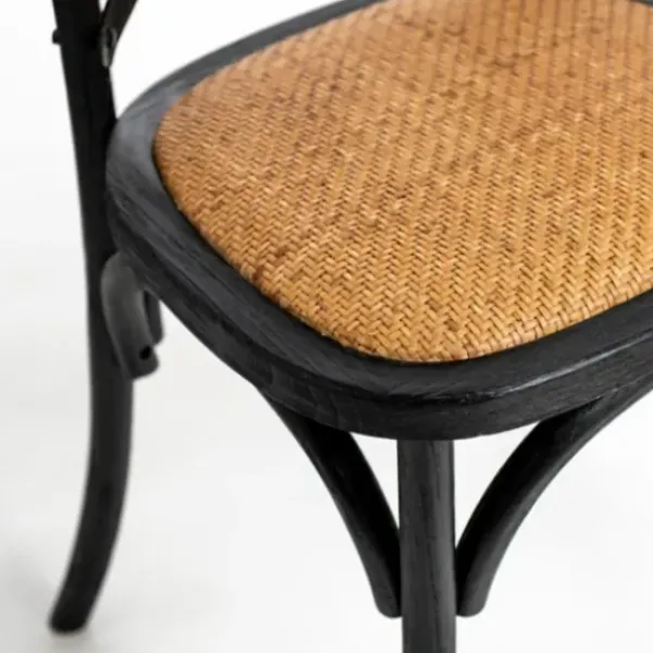 Dining Chairs-Kirkland's Home X Frame Cane Seat Dining Chair Black