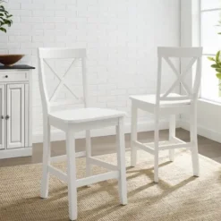 Bar Stools & Counter Height Stools-Kirkland's Home X-Back Farmhouse Counter Stools, Set Of 2 White