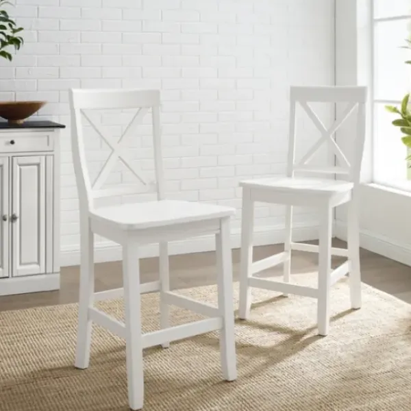 Bar Stools & Counter Height Stools-Kirkland's Home X-Back Farmhouse Counter Stools, Set Of 2 White