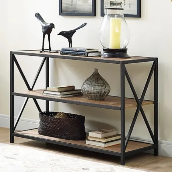 Office Furniture-Kirkland's Home X-Frame 3-Tier Barnwood Bookshelf