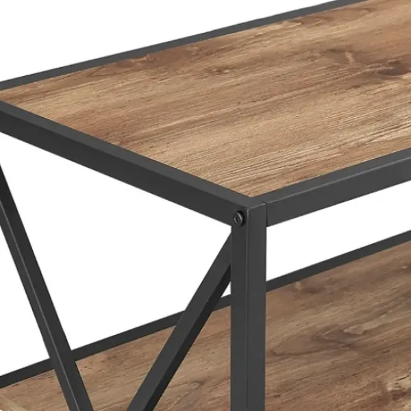 Office Furniture-Kirkland's Home X-Frame 3-Tier Barnwood Bookshelf