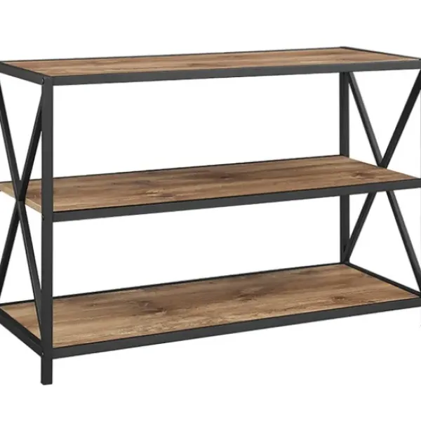 Office Furniture-Kirkland's Home X-Frame 3-Tier Barnwood Bookshelf