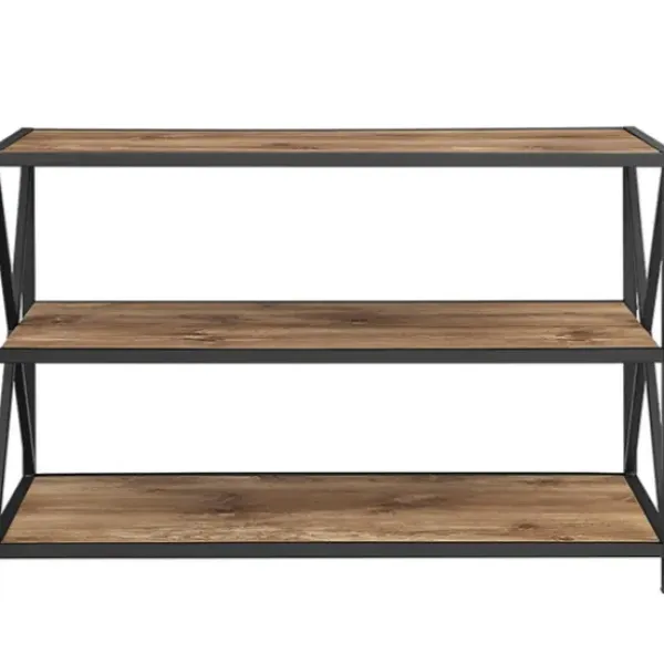 Office Furniture-Kirkland's Home X-Frame 3-Tier Barnwood Bookshelf