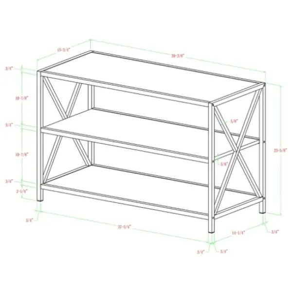Office Furniture-Kirkland's Home X-Frame 3-Tier Barnwood Bookshelf