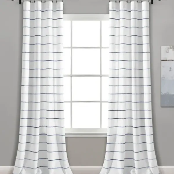 Curtains & Drapes-Kirkland's Home Yellow And Gray Stripe Curtain Panel Set, 95 In. White/Gray/Yellow