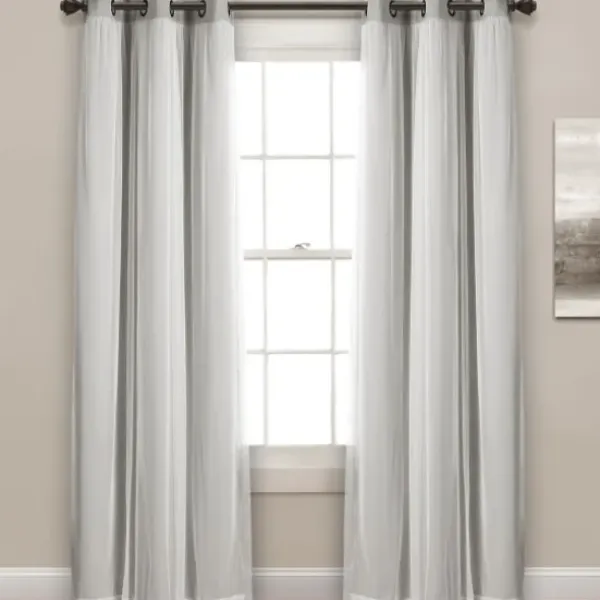 Curtains & Drapes-Kirkland's Home Yellow And Gray Stripe Curtain Panel Set, 84 In. White/Gray/Yellow