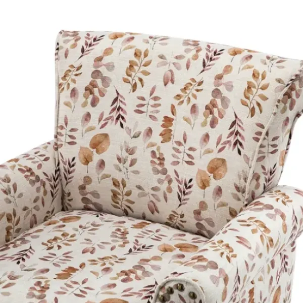 Accent Chairs-Kirkland's Home Yellow And Orange Leaf Upholstered Accent Chair Yellow/Orange