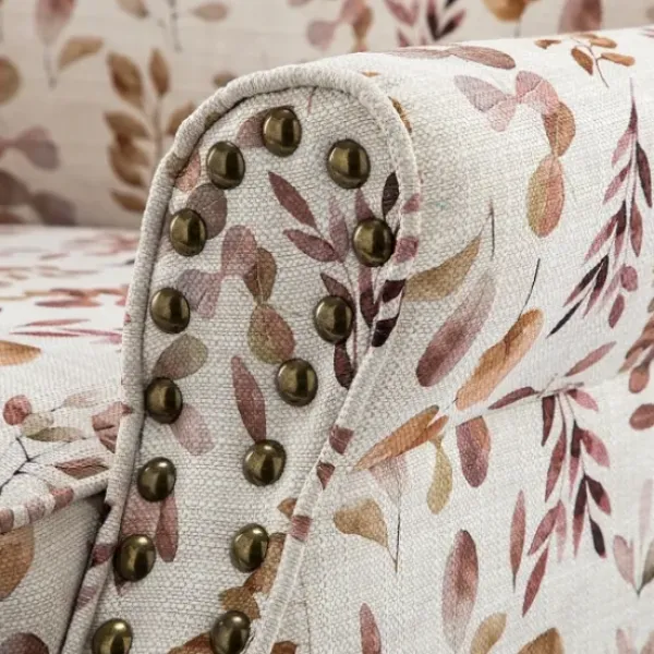 Accent Chairs-Kirkland's Home Yellow And Orange Leaf Upholstered Accent Chair Yellow/Orange