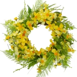 Wreaths-Kirkland's Home Yellow Daisy And Berry Wreath Yellow/Green
