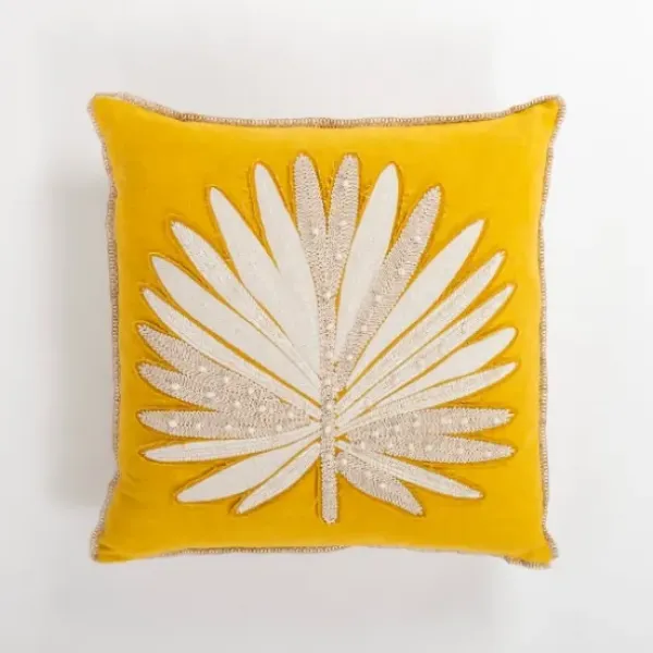 Pillows-Kirkland's Home Yellow Great Palm Pillow Yellow/Ivory