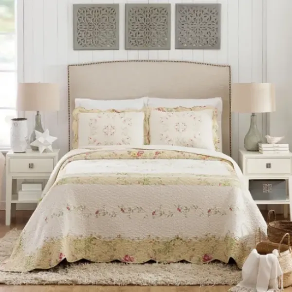 Bedspreads & Coverlets-Kirkland's Home Yellow Prairie Bloom King Bedspread Yellow/Ivory