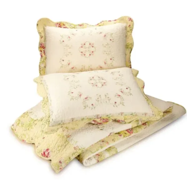 Bedspreads & Coverlets-Kirkland's Home Yellow Prairie Bloom King Bedspread Yellow/Ivory