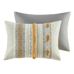Comforters-Kirkland's Home Yellow Striped 3-Pc. Full/Queen Comforter Set Yellow/Gray