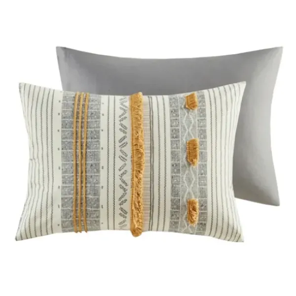Comforters-Kirkland's Home Yellow Striped 3-Pc. Full/Queen Comforter Set Yellow/Gray
