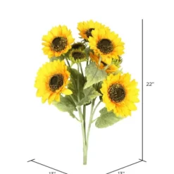 Stems & Bouquets-Kirkland's Home Yellow Sunflower Bush Blossoms Yellow/Brown