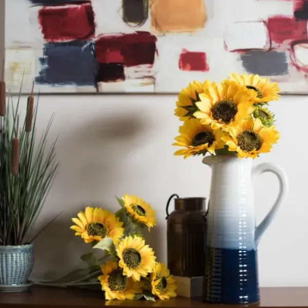 Stems & Bouquets-Kirkland's Home Yellow Sunflower Bush Blossoms Yellow/Brown