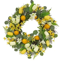 Wreaths-Kirkland's Home Yellow Tulip And Lemon Wreath Yellow/Green