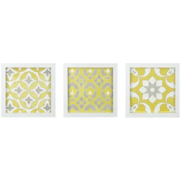 Framed Art-Kirkland's Home Yellow Tuscan Framed Wood Art Prints, Set Of 3 White/Yellow/Gray